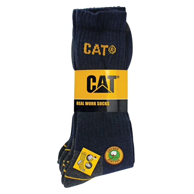 Caterpillar Heren Werksokken Navy Blauw 3-Pack - Maat 35-40