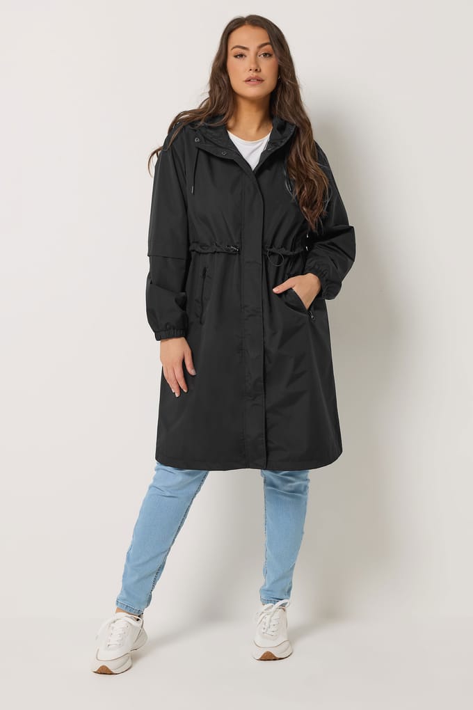 Yours Zwarte Waterdichte Jas In Lang Model Size 42