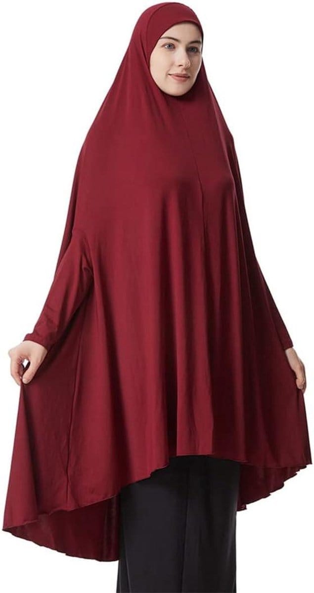Dames Sjaal - Gebedskleding - Religieuze Beoefening - Traditionele Stijl - Groot - Wijnrood