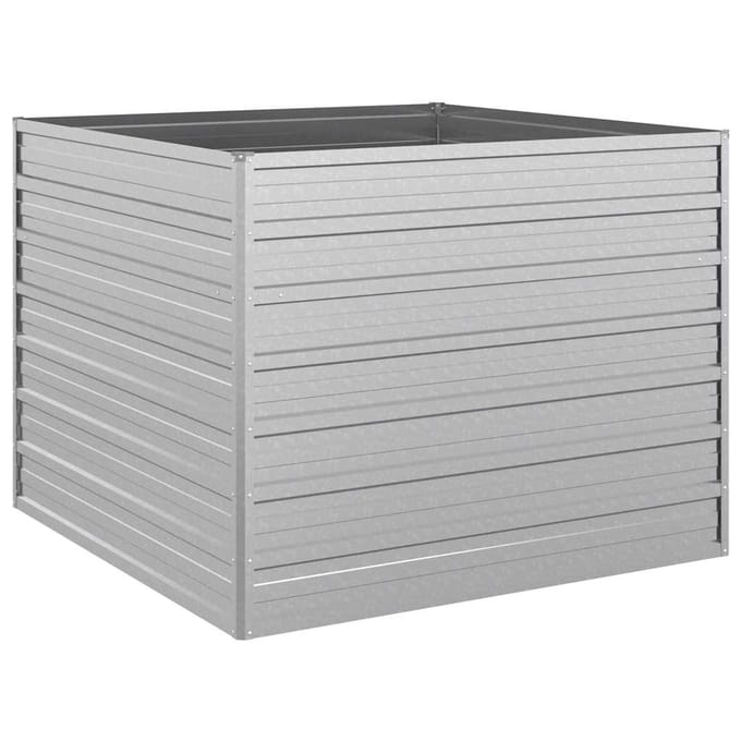 vidaXL - Plantenbak - verhoogd - 100x100x77 - cm - gegalvaniseerd - staal - zilver