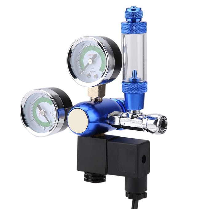 G5/8 Aquarium CO2 Regulator Terugslagklep Bellenteller met Solenoïde black