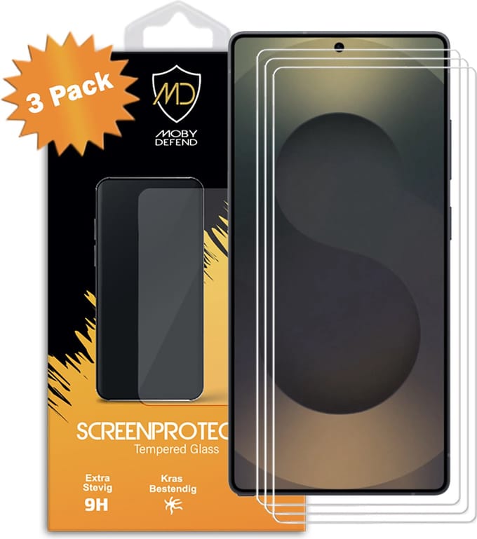 3-Pack MobyDefend Screenprotectors - Geschikt voor Samsung Galaxy S25 Ultra - Case-Friendly Screensavers - Gehard Glas
