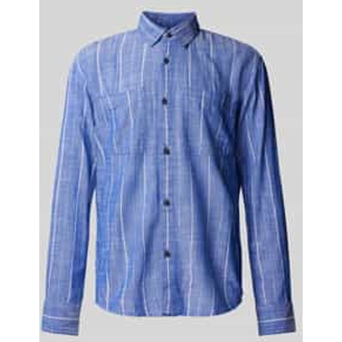 Tom Tailor Denim - Relaxed fit overhemd met linnen - Maat S - royale blue stripe