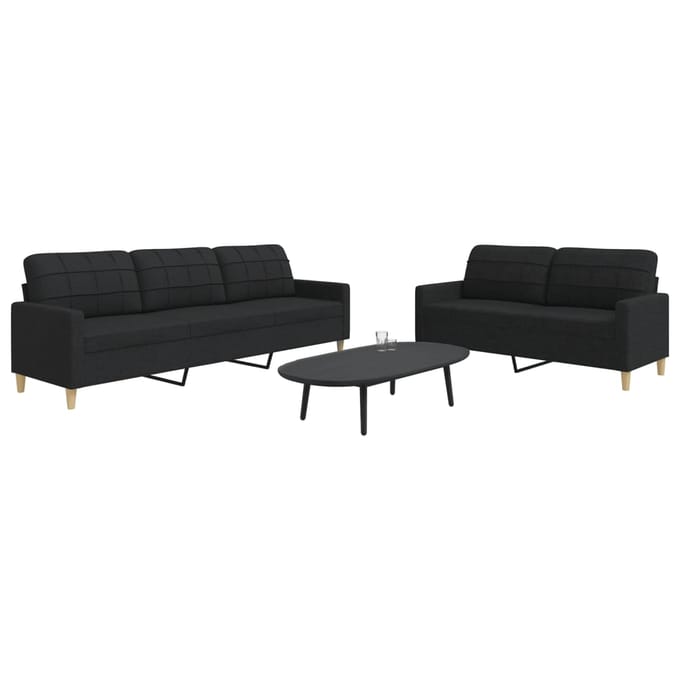 Vidaxl 2-Cz. Zitgroep, Zwart, Bekleed met Stof