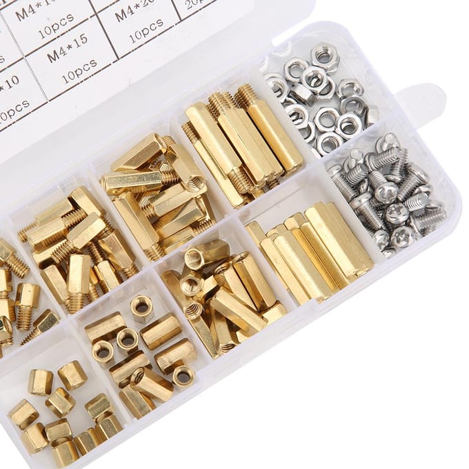 120 STUKS Messing Zeskant Standoff 304 Roestvrij Staal Schroef Moeren Set PCB Board Standoff Schroef Moer Assortiment