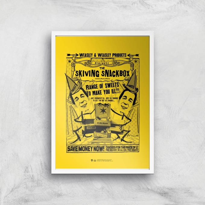 Decorsome x Harry Potter Skiving Giclee Art Print - A4 - White Frame