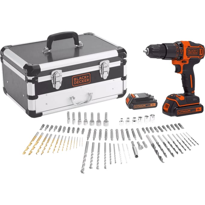 BLACK+DECKER KIT: 18V accu schroef-klopboormachine Flightcase met extra acc - BDC718AS2F-QW