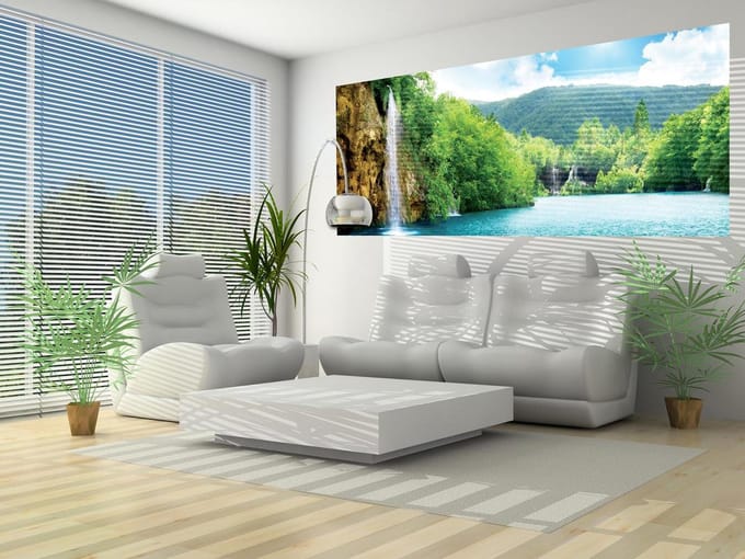 Waterfall Lake Photo Wallcovering