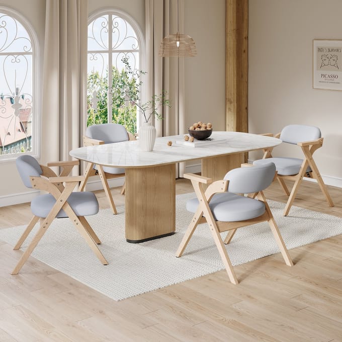 REDOM Eetkamerstoelen - Inklapbaar - Modern - Massief Hout En Linnen - Grijs