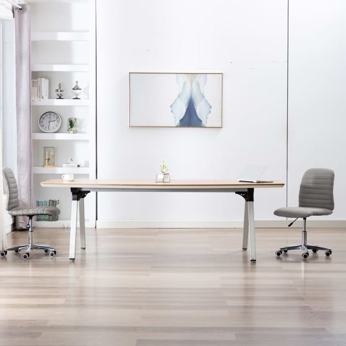 vidaXL - Eetkamerstoelen - 2 - st - stof - lichtgrijs