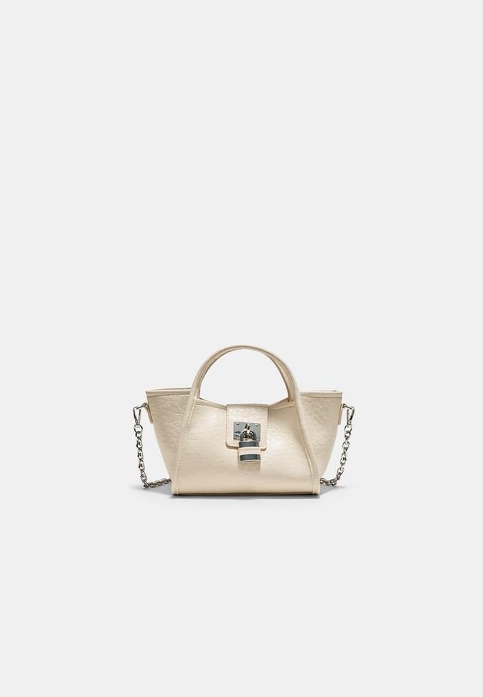 Stradivarius Mini-schoudertas met hangslot  Ecru OS