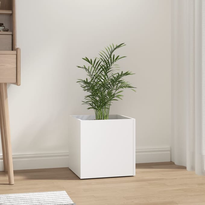 vidaXL - Plantenbak - 40x40x40 - cm - bewerkt - hout - wit