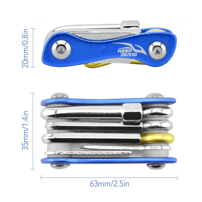Duikreparatietool 8 in 1 multifunctioneel duikgereedschap Scuba Tool Pack Diver Tool Kit voor duiken zwart