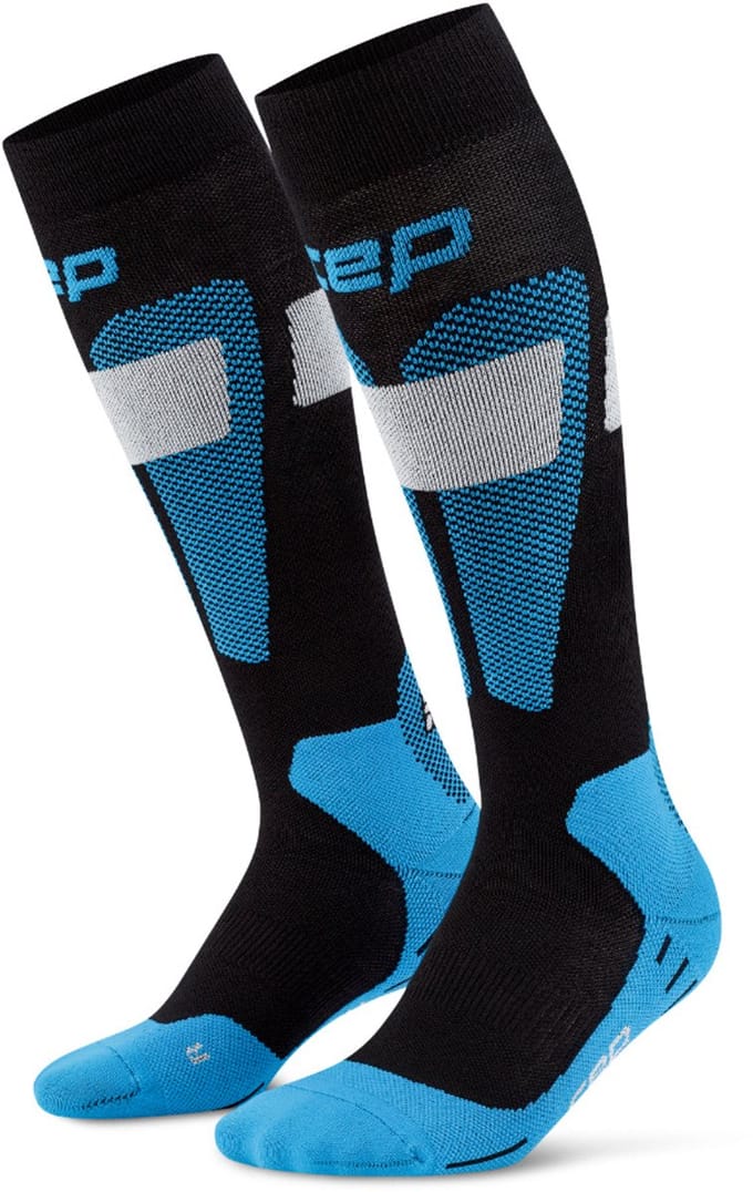 CEP Ski Merino Compressiekousen 3.0 - Zwart/blauw