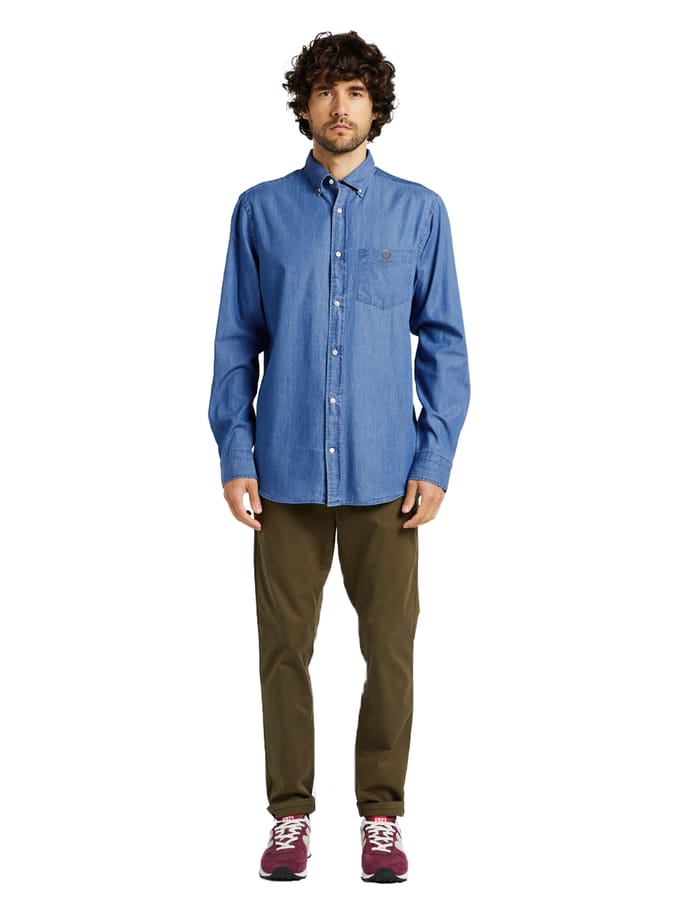 Enzo Heren Regular Fit Denim Overhemd