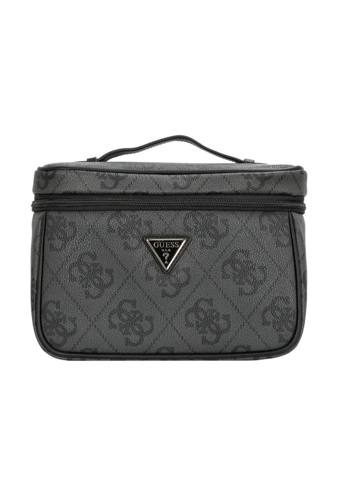 GUESS Cosmetische tas Toiletry Train Case Coal Logo Donkergrijs