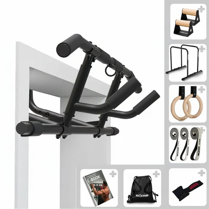 NEOLYMP Calisthenics Pro Set – Optrekstang, Dip Bars, Ringen & Weerstandsbanden