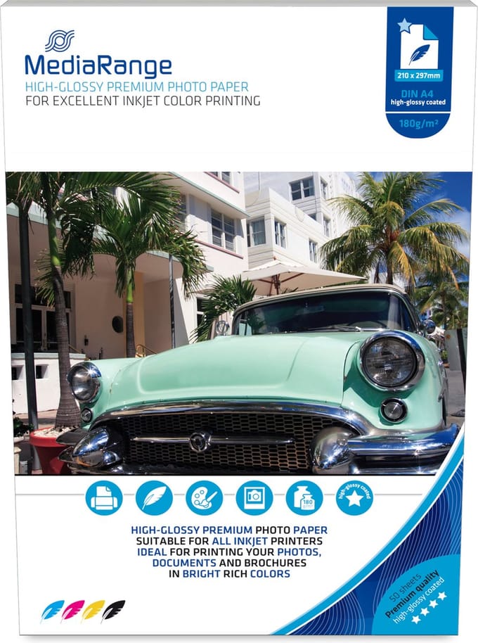 MRINK117 - High-gloss - 180 g/m² - Inkjet - A4 - 21x29.7 cm - White 50 vel