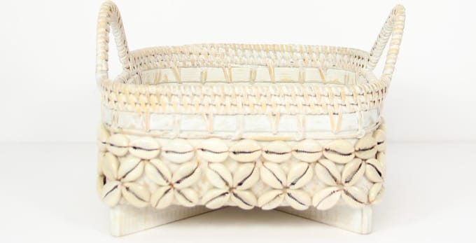 DUA Wit Schelpen Rotan Accessoires Doos Opbergdoos