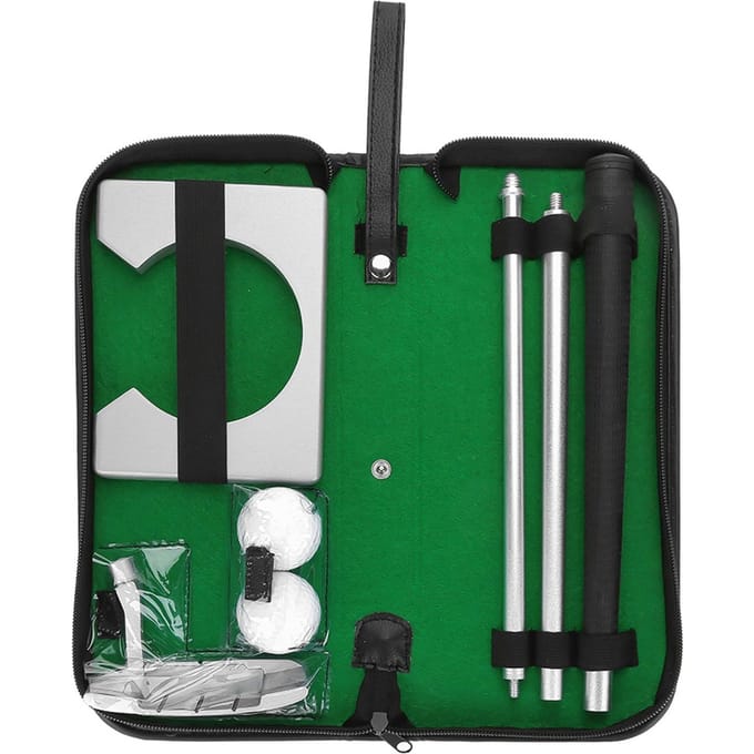 Coupe de putting de golf d'intérieur Entraînement Pratique Clubs Putter Kit Set avec Balles & Sac black