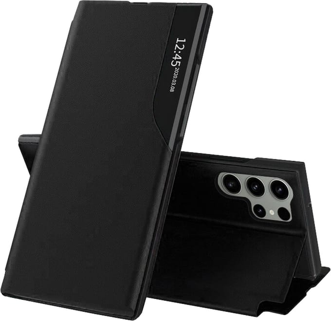 Hoesje geschikt voor Samsung Galaxy S23 Ultra - Techsuit eFold Book Case - Zwart