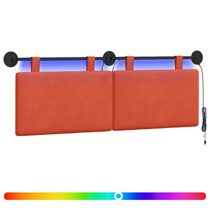vidaXL - Hangend - hoofdbord - Rood - Oranje - Corduroy - stof