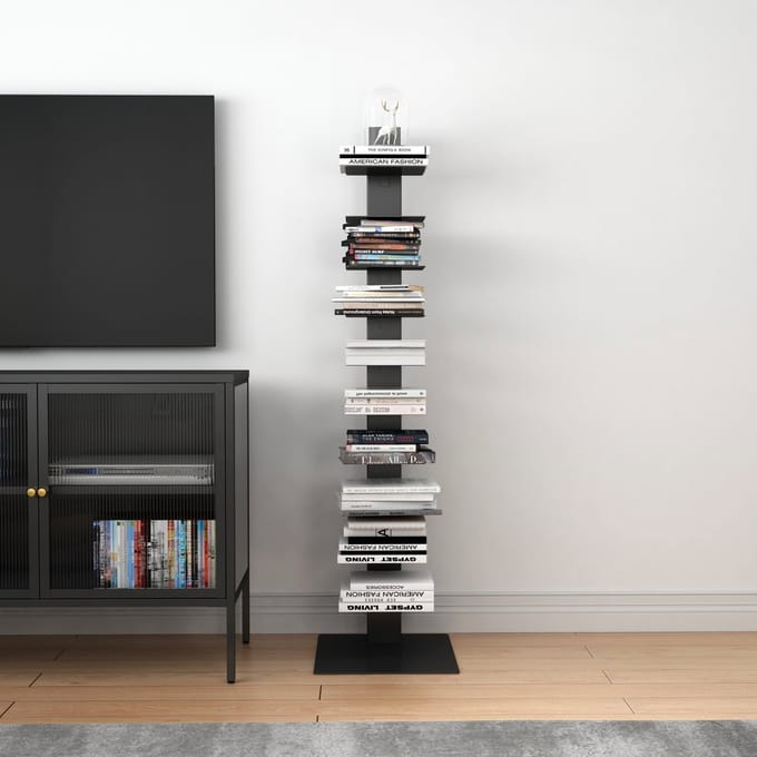 Boekenkast Eksjö schap 150x39x39 cm zwart mat [en.casa]