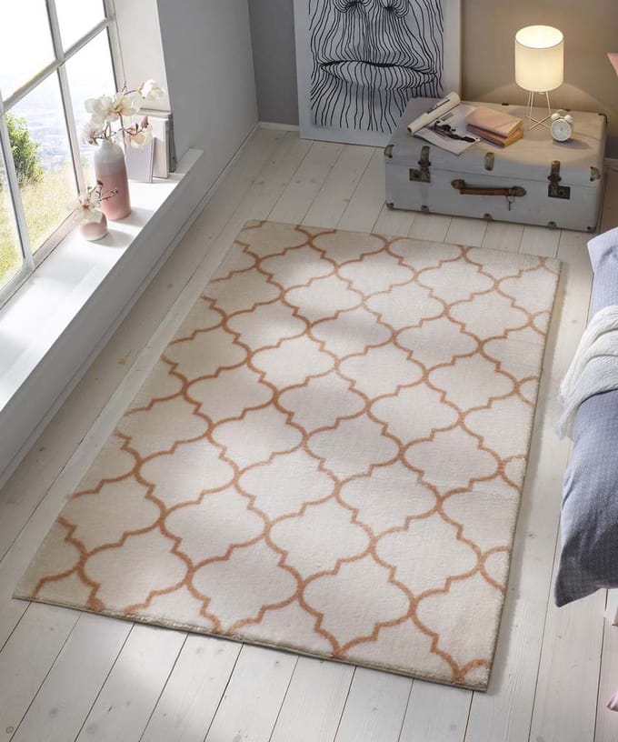 Wasbaar vloerkleed - Trellis wit/roze 80x150