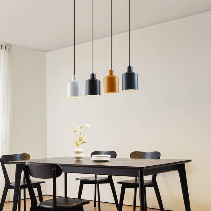 Lindby - hanglamp - 4lichts - IJzer - H: 13 cm - E27 - zwart, wit, groen, geel