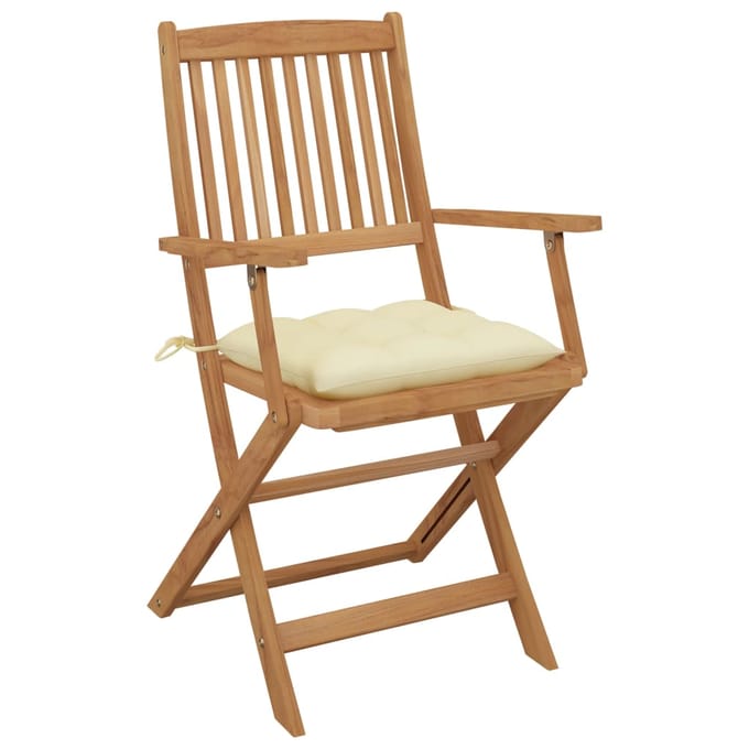 vidaXL - Inklapbare - stoelen - 8 - st - met - kussens - massief - acaciahout