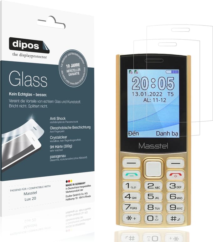 dipos – 2x Pantserfolie geschikt voor Masstel Lux 20 | 9H Screenprotector