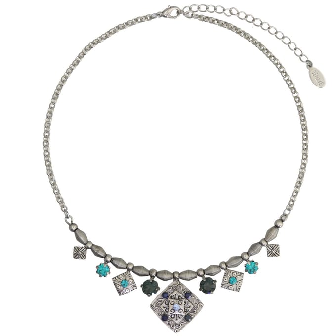 Behave Vintage ketting met stenen - 38 + 7 cm - blauw