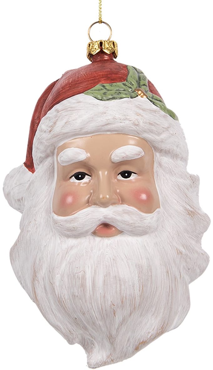 Clayre & Eef Kersthanger Kerstman 15 cm Wit Rood Kunststof