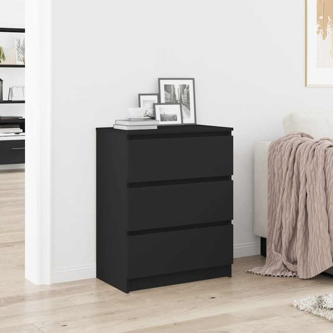 vidaXL - Dressoir - 60x35x76 - cm - bewerkt - hout - zwart