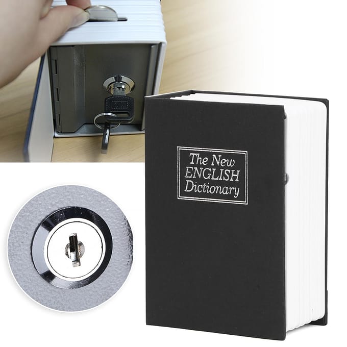 Mini Simulatieboek Veilige Opbergdoos Geld Contant Geld Sieraden Veiligheidsslot Koffer met Sleutels gray