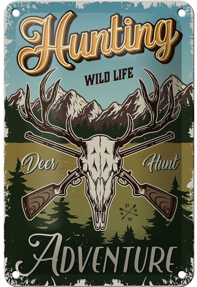 Blechschild Jagd 12x18cm Hunting wild life adventure