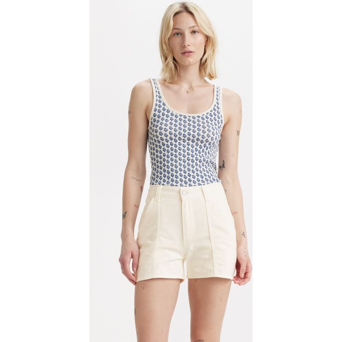 Levi's Essential Rib Tank Aditi Block Print Egret Taglia: L | Canottiere Outlet | Donna