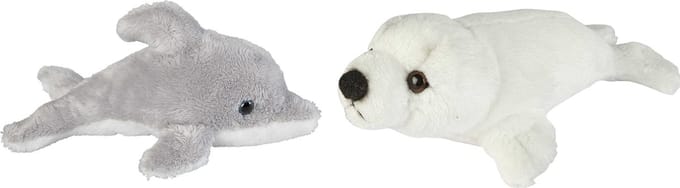 Ravensden - Pluche zeedieren knuffel set - dolfijn en zeehond pup