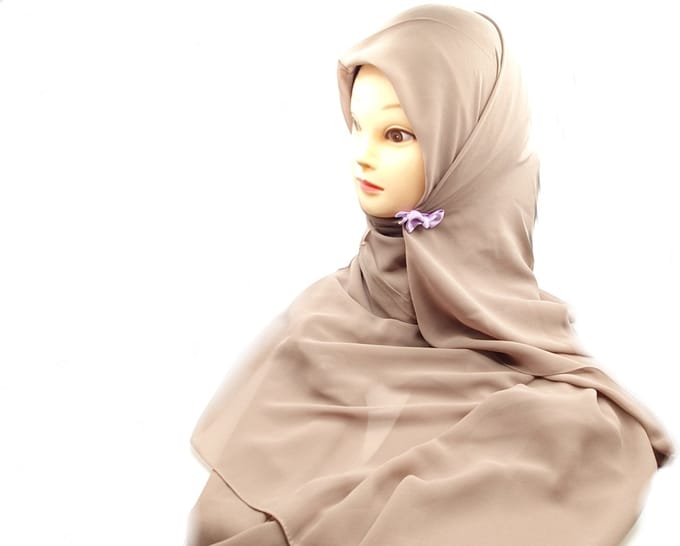 Vierkante kaki hoofddoek, chiffon hijab.