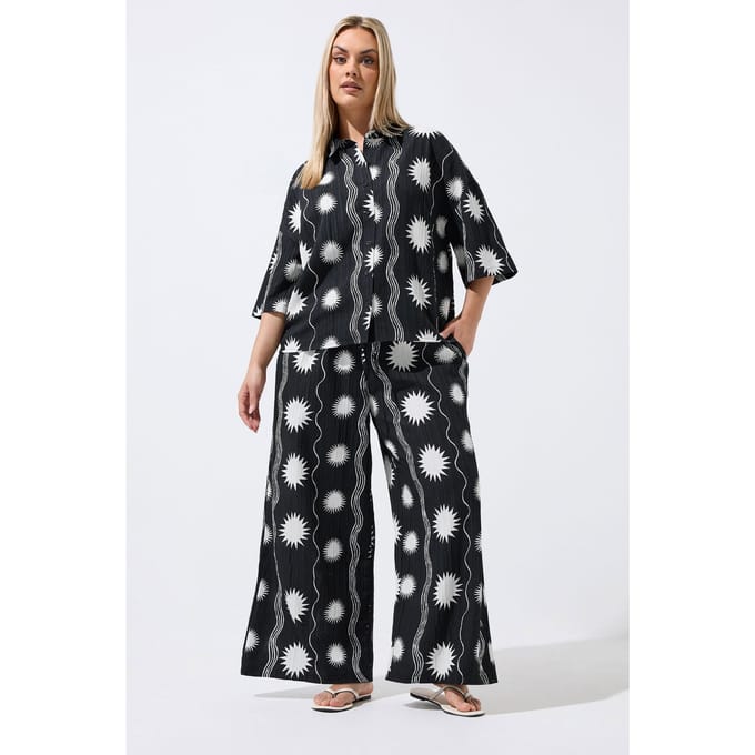 Limited Collection Zwarte Gekreukte Broek Met Zonneprint Size 42
