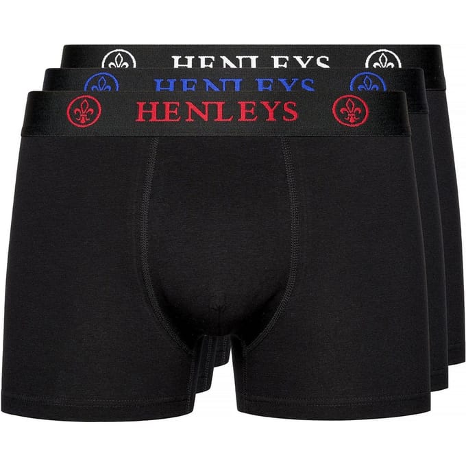 Henleys Heren Trilock Boxershorts (Set van 3) (Zwart)