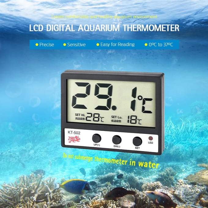 LCD Digitale Aquarium Thermometer Water Temperatuurmeter Hoge/Lage Temperatuur Alarm black
