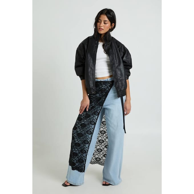 boohoo Dames Wikkel Doorzichtige Kanten Rok | Black | Maat: 6