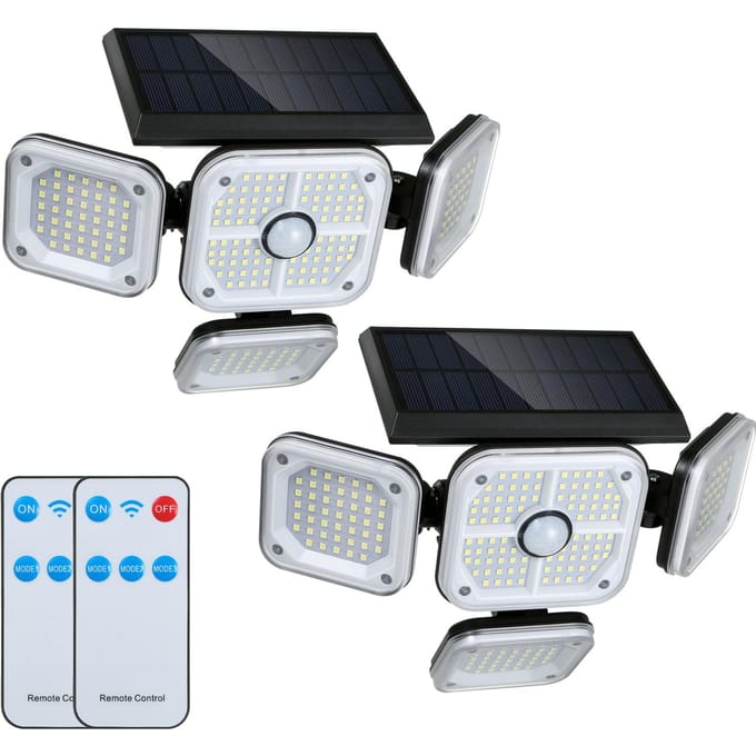 Neoglint 2Pack 231 LED lampe murale extérieure à lumière solaire avec télécommande capteur de mouvement PIR