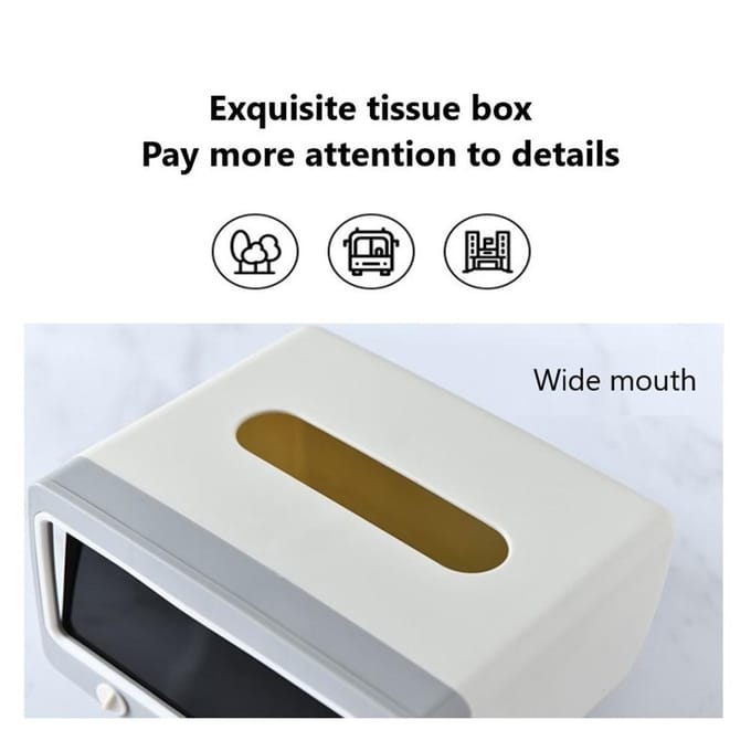 Support de téléphone 2 en 1 en forme de TV, boîte à mouchoirs, porte-serviettes de bureau, étui pour téléphone portable white