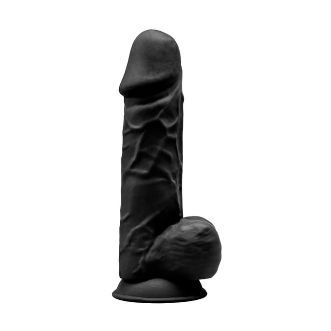 SILEXD - Dual Density siliconen Zwart dildo met balzak - 21.8 cm