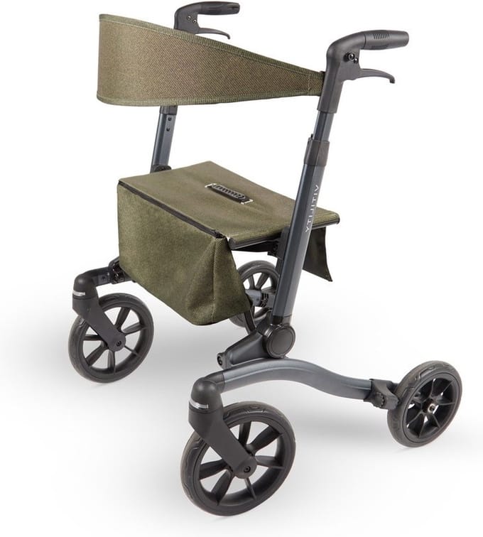 VITILITY Rollator - Forest Green - Rollator - Lichtgewicht - Dubbel opvouwbaar - Rugsteun - Wandelstokhouder