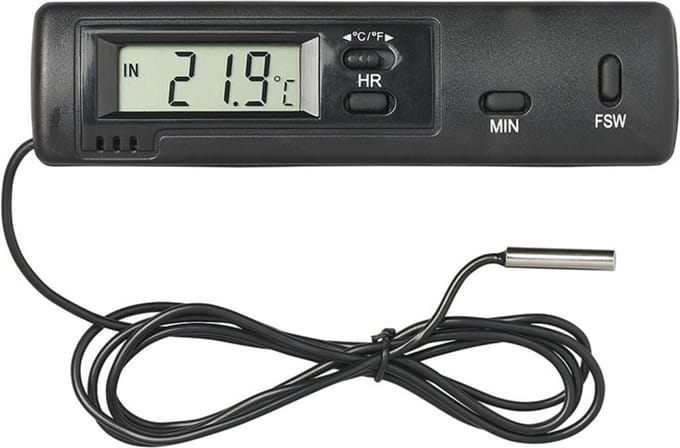 ProPlus Thermometer auto - binnen/buiten temperatuur - zwart - eenvoudig te bevestigen