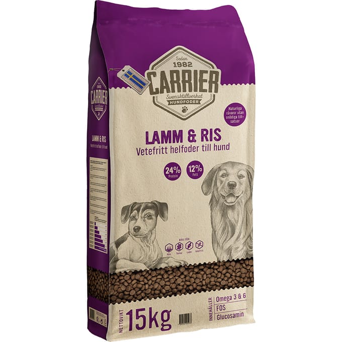 2 x 15 kg Carrier Lam & Rijst hondenvoer droog