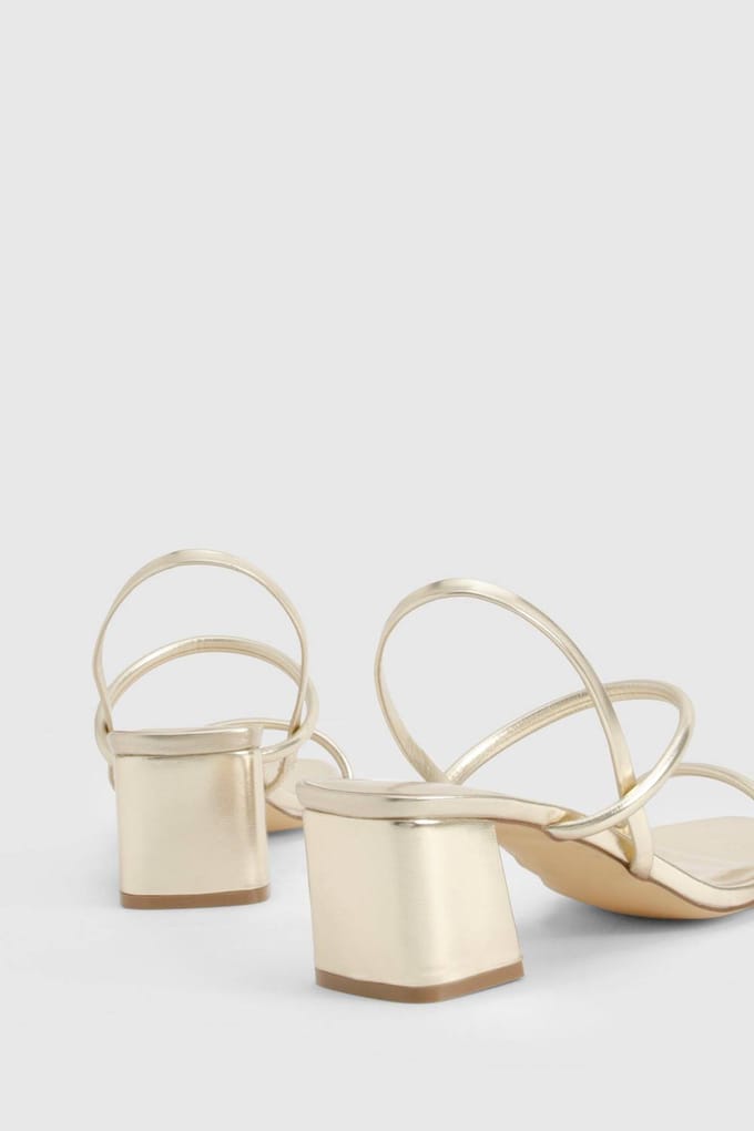boohoo Dames Brede pasvorm Metallic Laag Blok Slingback Hakken | Goud | Maat: 40